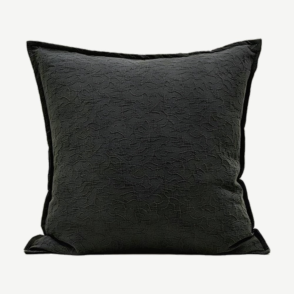 Charcoal Flanged Jacquard Cotton Linen Cushion Covers