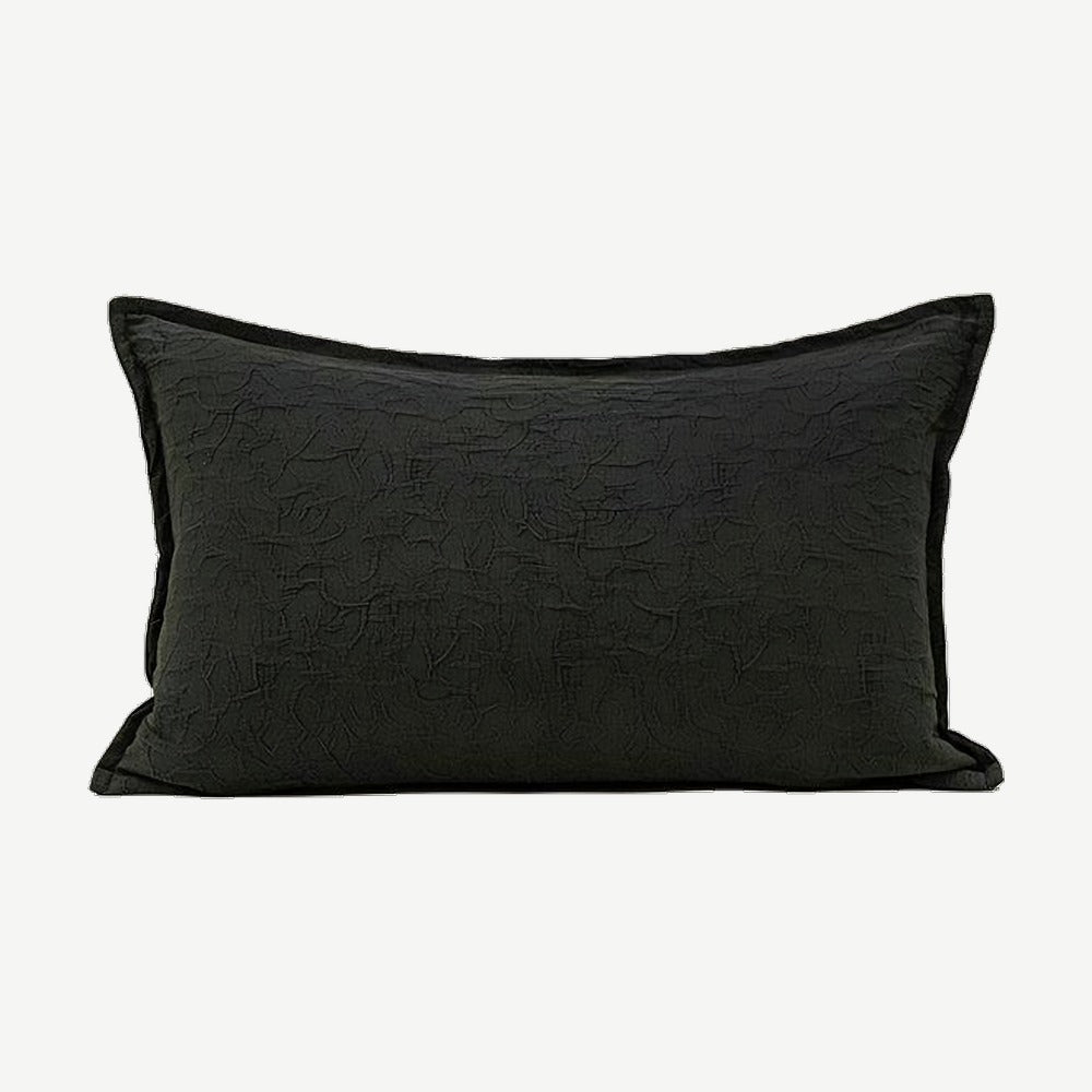 Charcoal Jacquard Cotton Linen Lumbar Cushion Covers