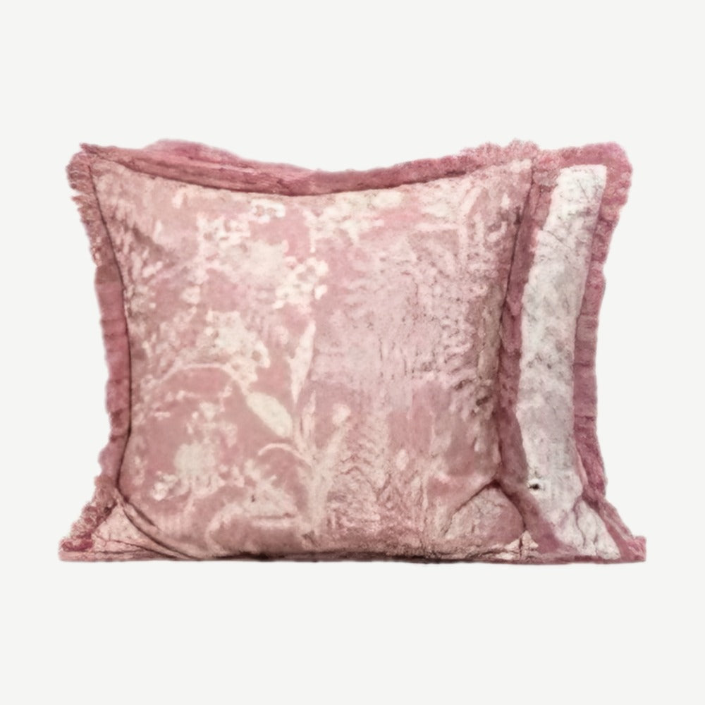 Dusty Rose Floral Tassel Cotton Linen Cushion Covers