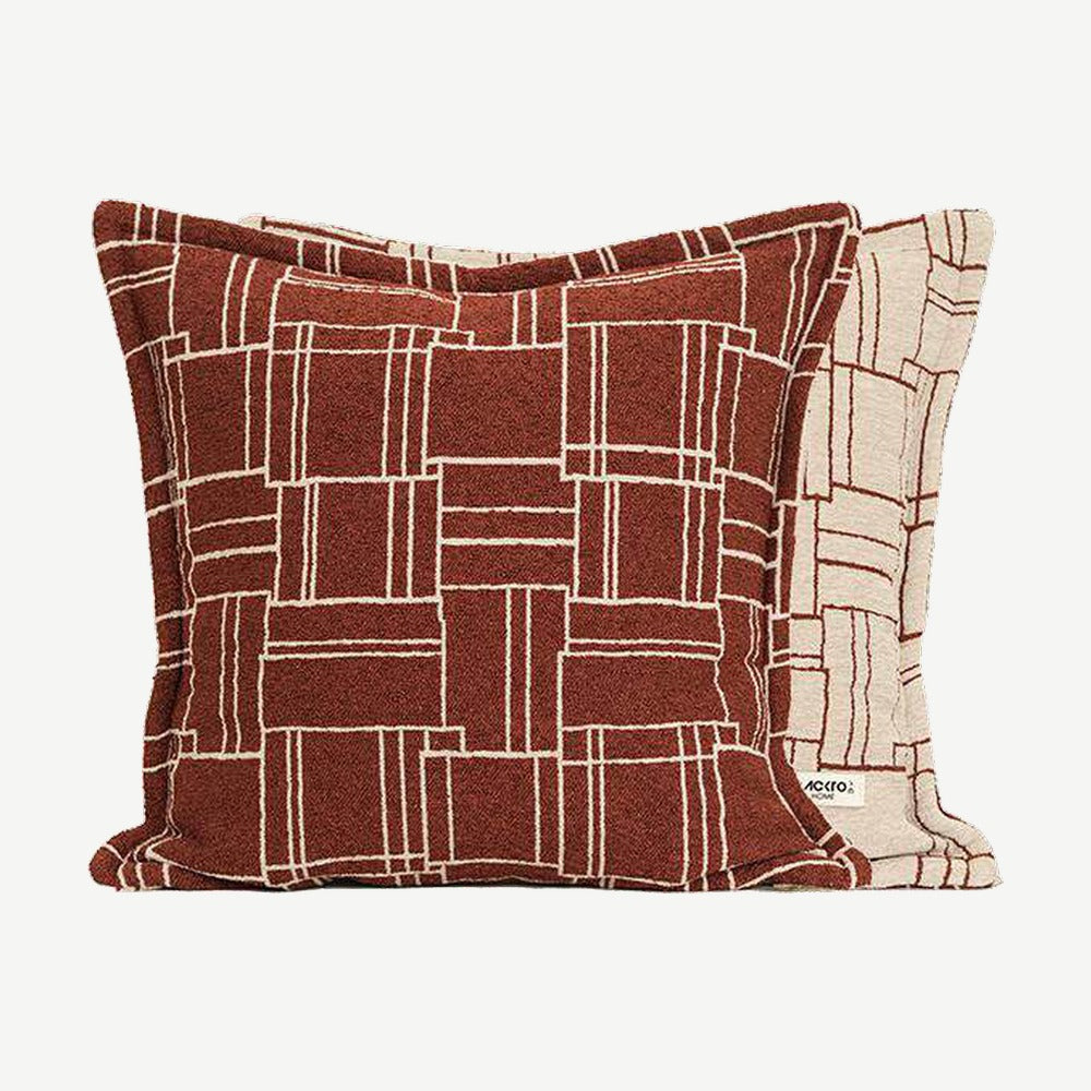 Rust Grid Jacquard Cushion Covers
