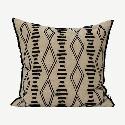 Sand & Black Ikat Embroidery Cushion Covers