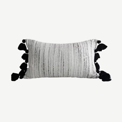 Grey & Ivory Jacquard Cotton Lumbar Cushion Covers