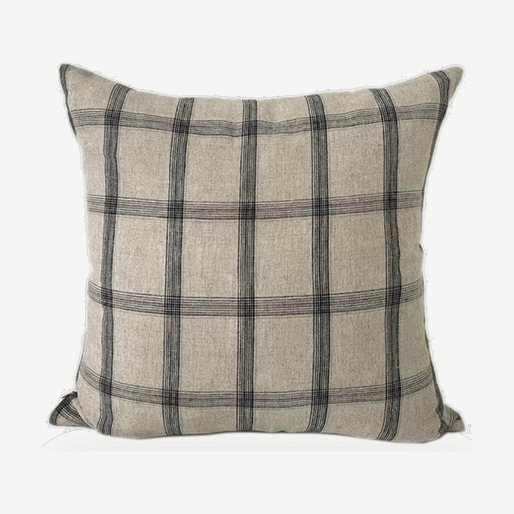 Natural Check Tartan Jacquard Linen Cotton Cushion Covers