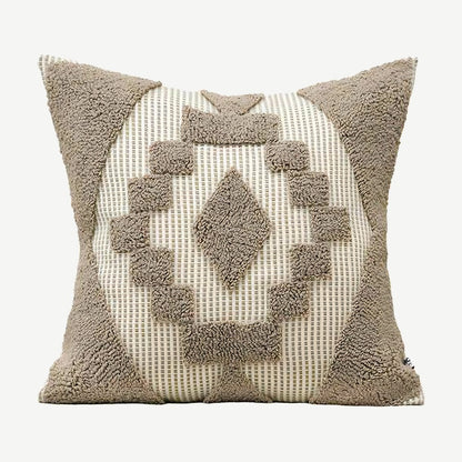 Oat & Ivory Medallion Loop-Pile Embroidery Cushion Covers