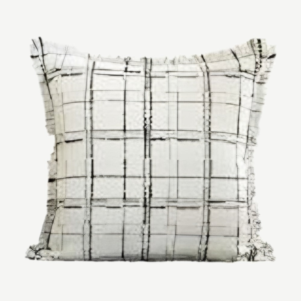 Ivory & Black Check Tassel Cushion Covers