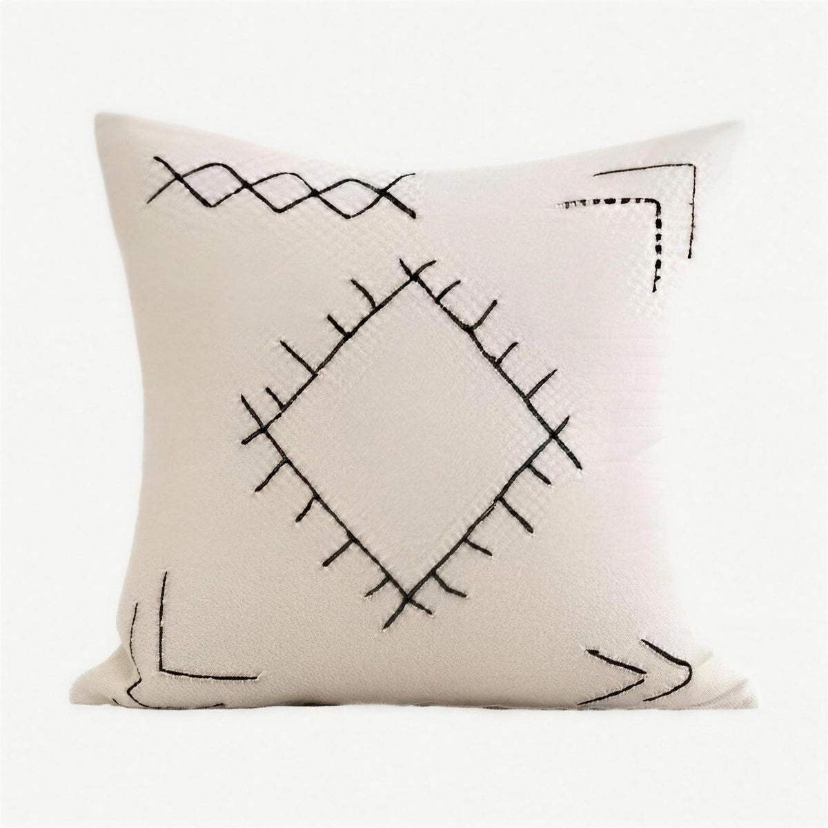 Ivory & Black Diamond Embroidery Cushion Covers