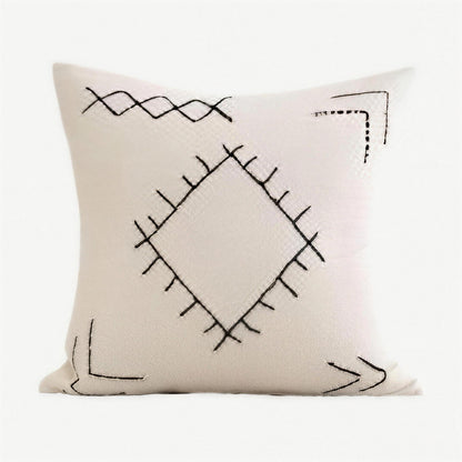 Ivory & Black Diamond Embroidery Cushion Covers