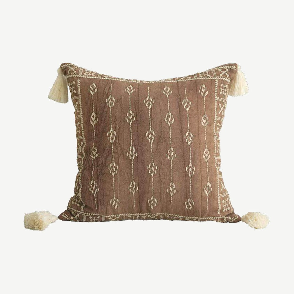 Terracotta Embroidery Linen Cotton Cushion Covers