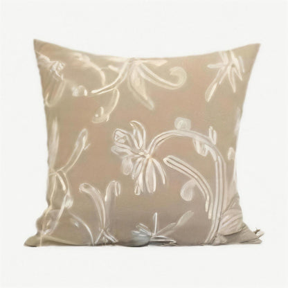 Oat & Ivory Vine Embroidery Viscose Linen Cushion Covers