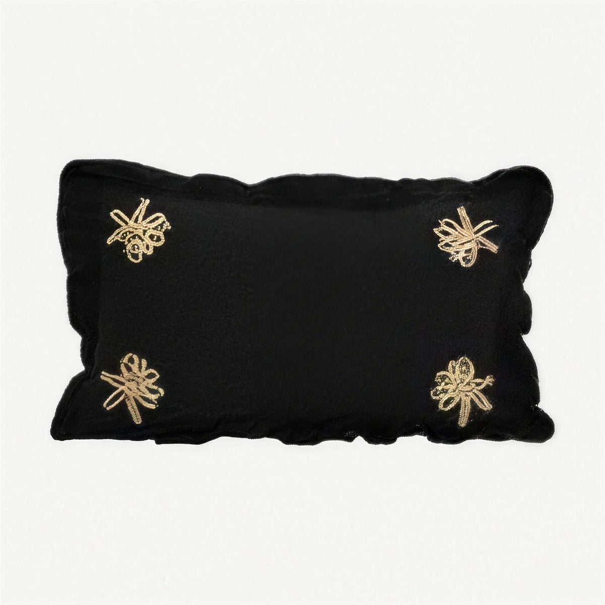 Black Bee Embroidery Cotton Linen Lumbar Cushion Covers