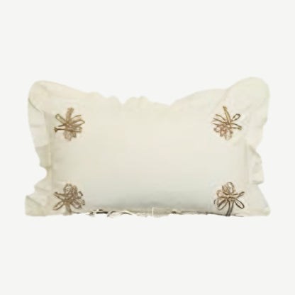 Ivory Bee Embroidery Cotton Linen Lumbar Cushion Covers