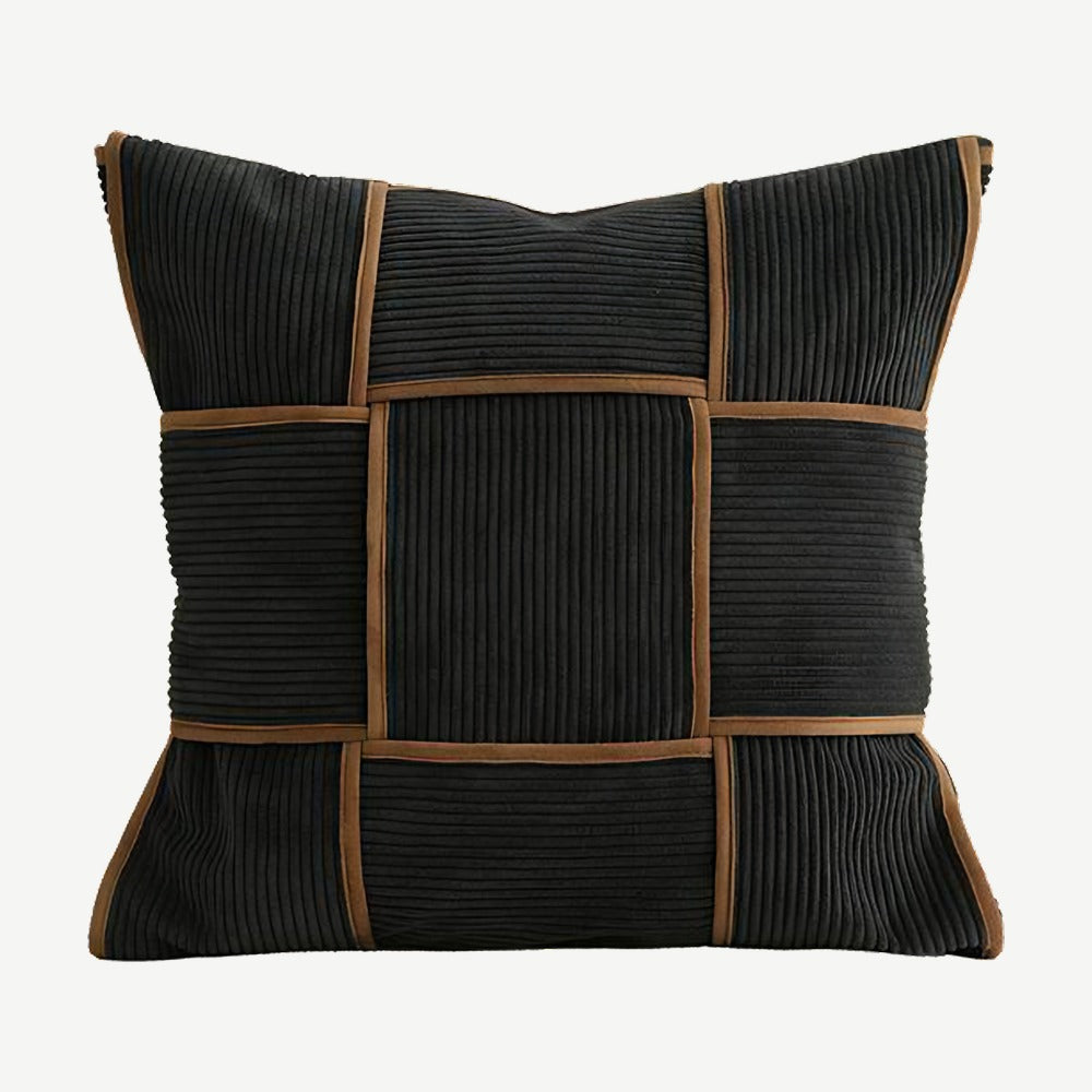 Black & Tan Basket Weave Cushion Covers
