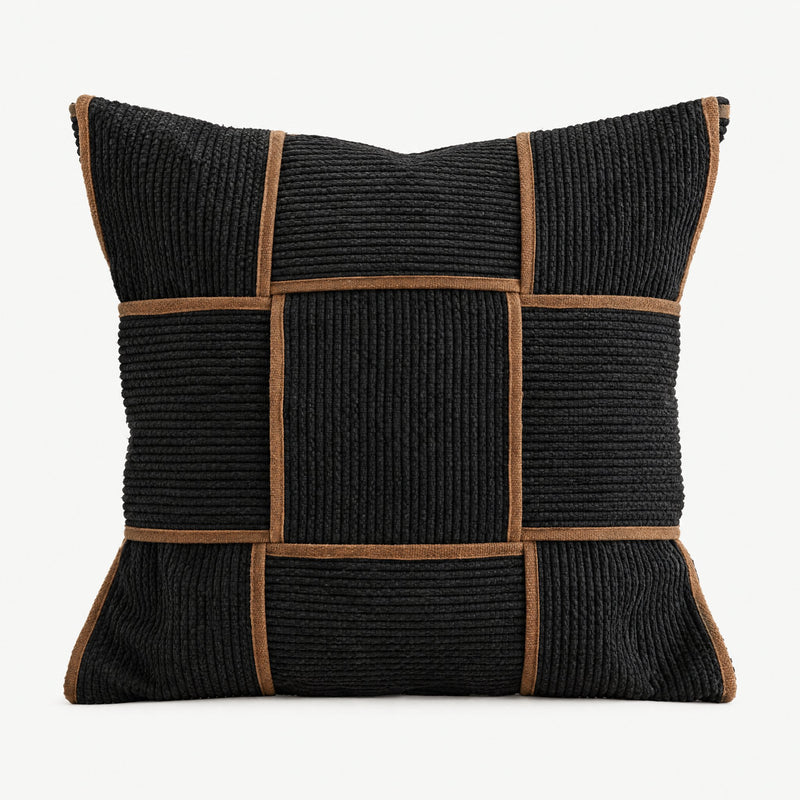 Black & Tan Basket Weave Cushion Covers