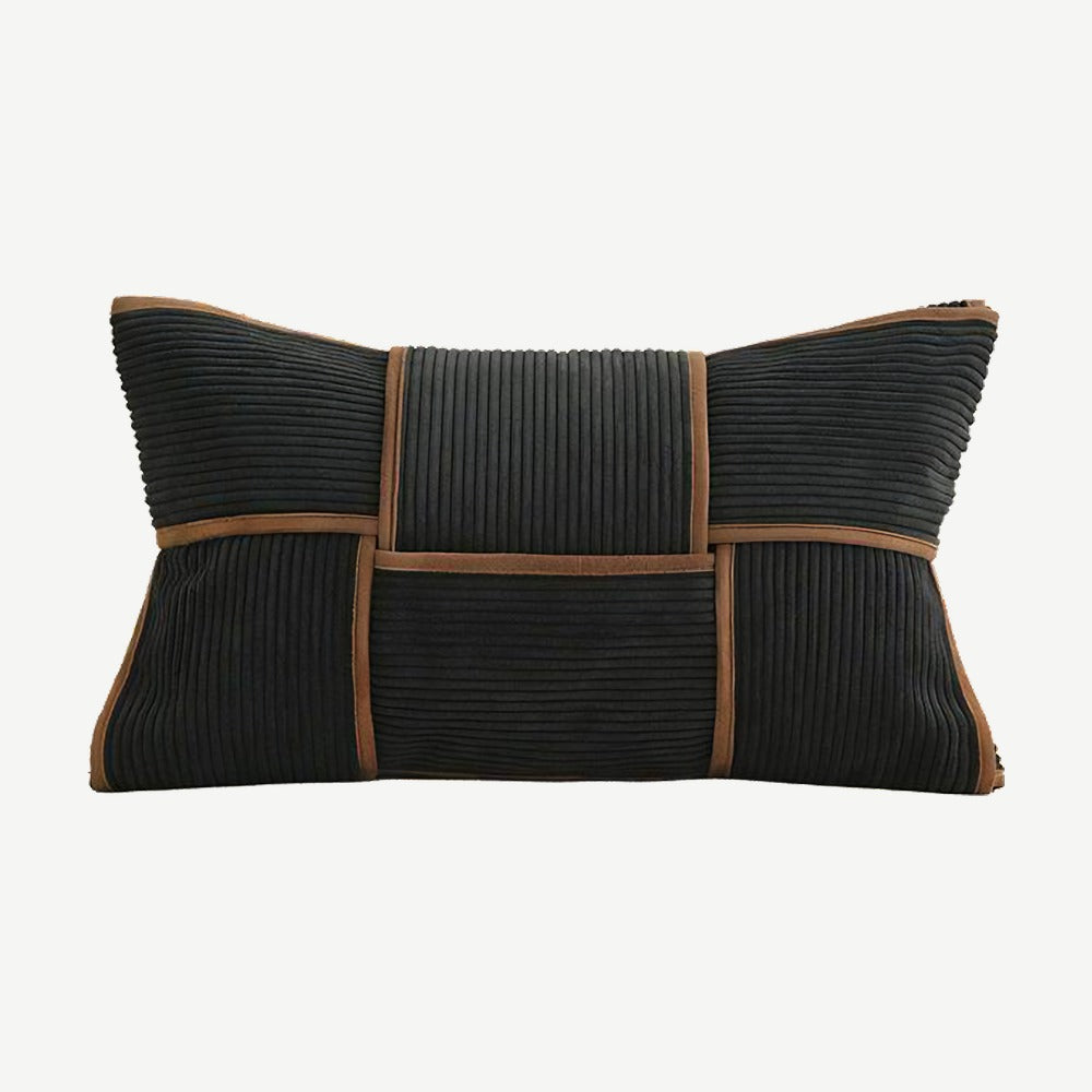 Black & Tan Basket Weave Lumbar Cushion Covers