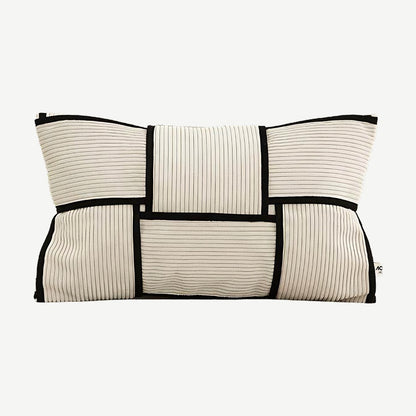 Ivory & Black Basket Weave Lumbar Cushion Covers