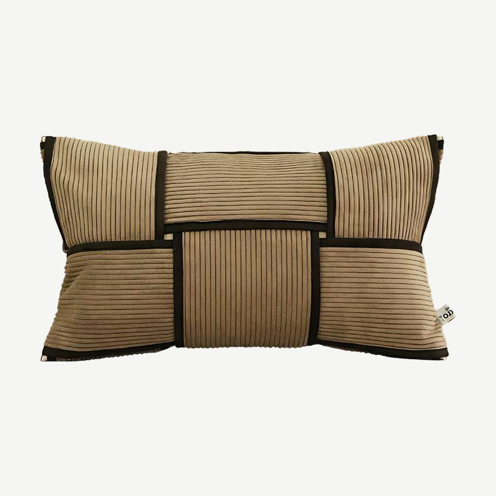 Khaki & Black Basket Weave Lumbar Cushion Covers