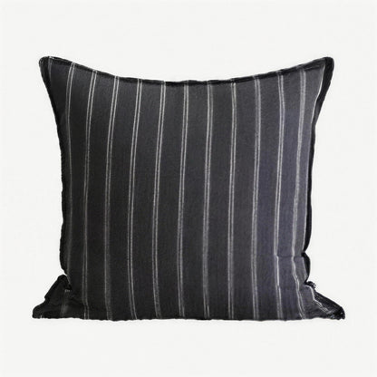 Charcoal Stripe Jacquard Linen Cushion Covers