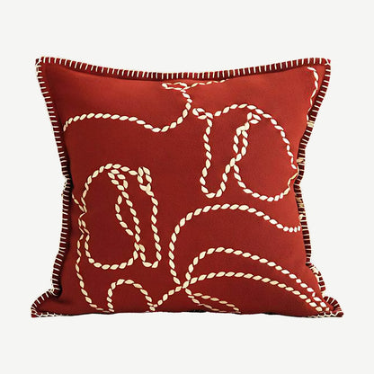 Red Floral Embroidery Cushion Covers