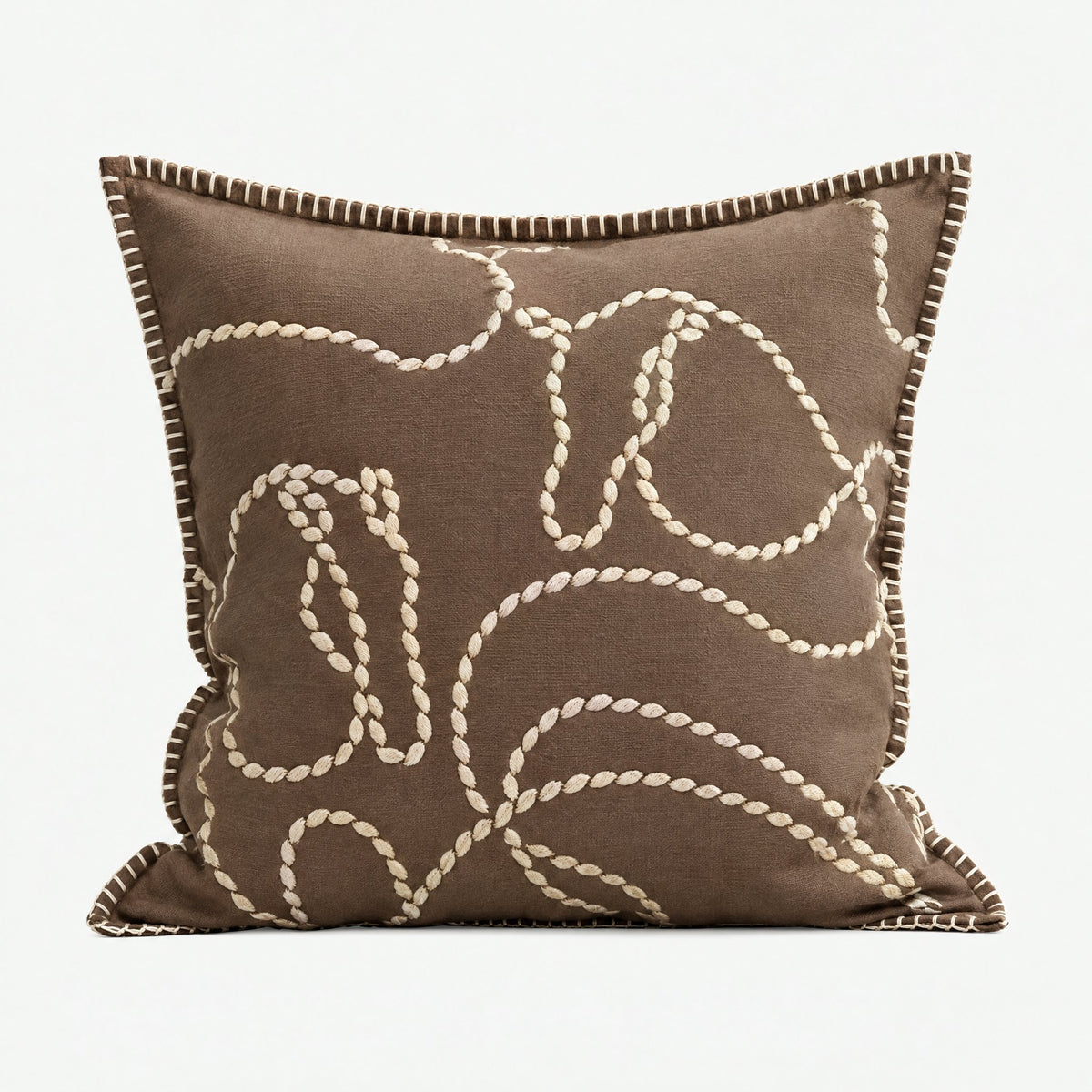 Taupe Floral Embroidery Cushion Covers