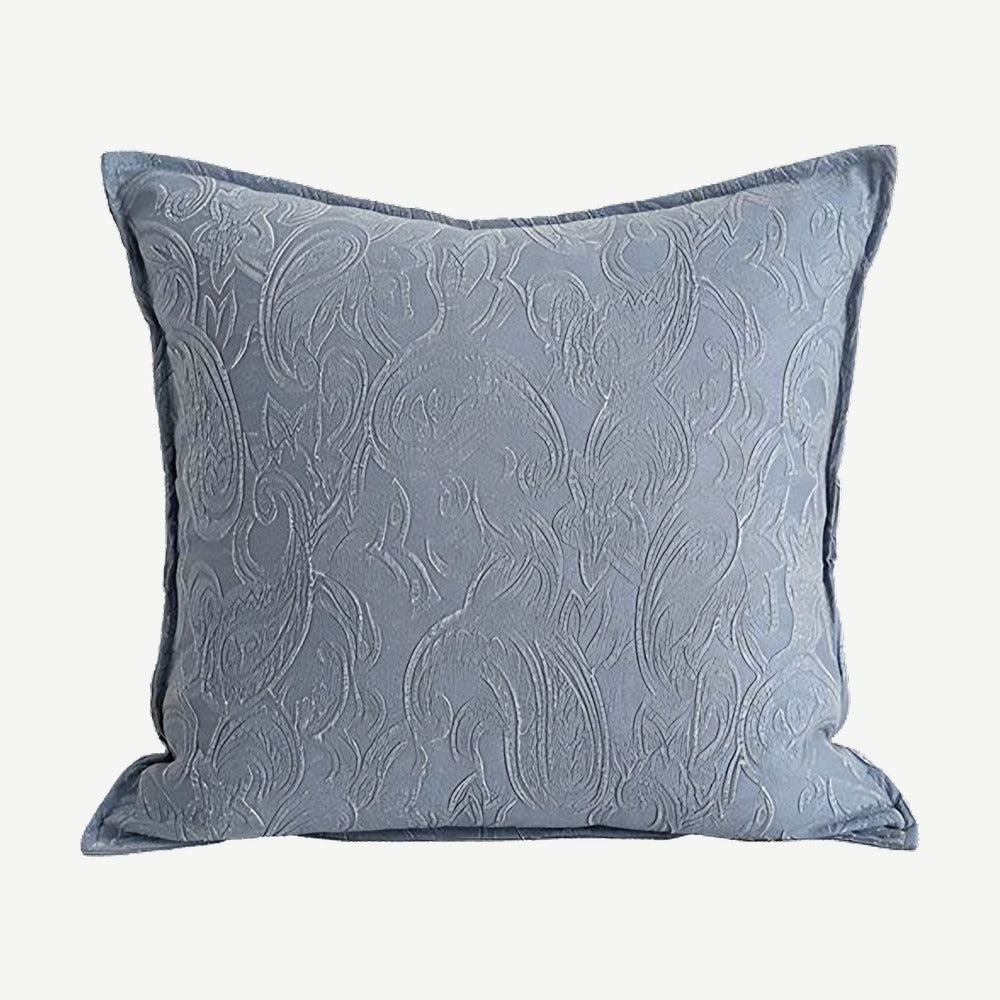 Dusty Blue Printed Jacquard Cushion Covers