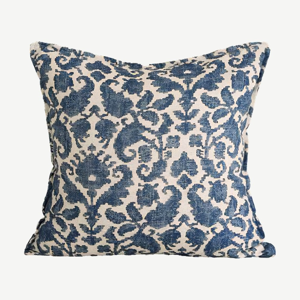 Blue Damask Embroidery Cushion Covers