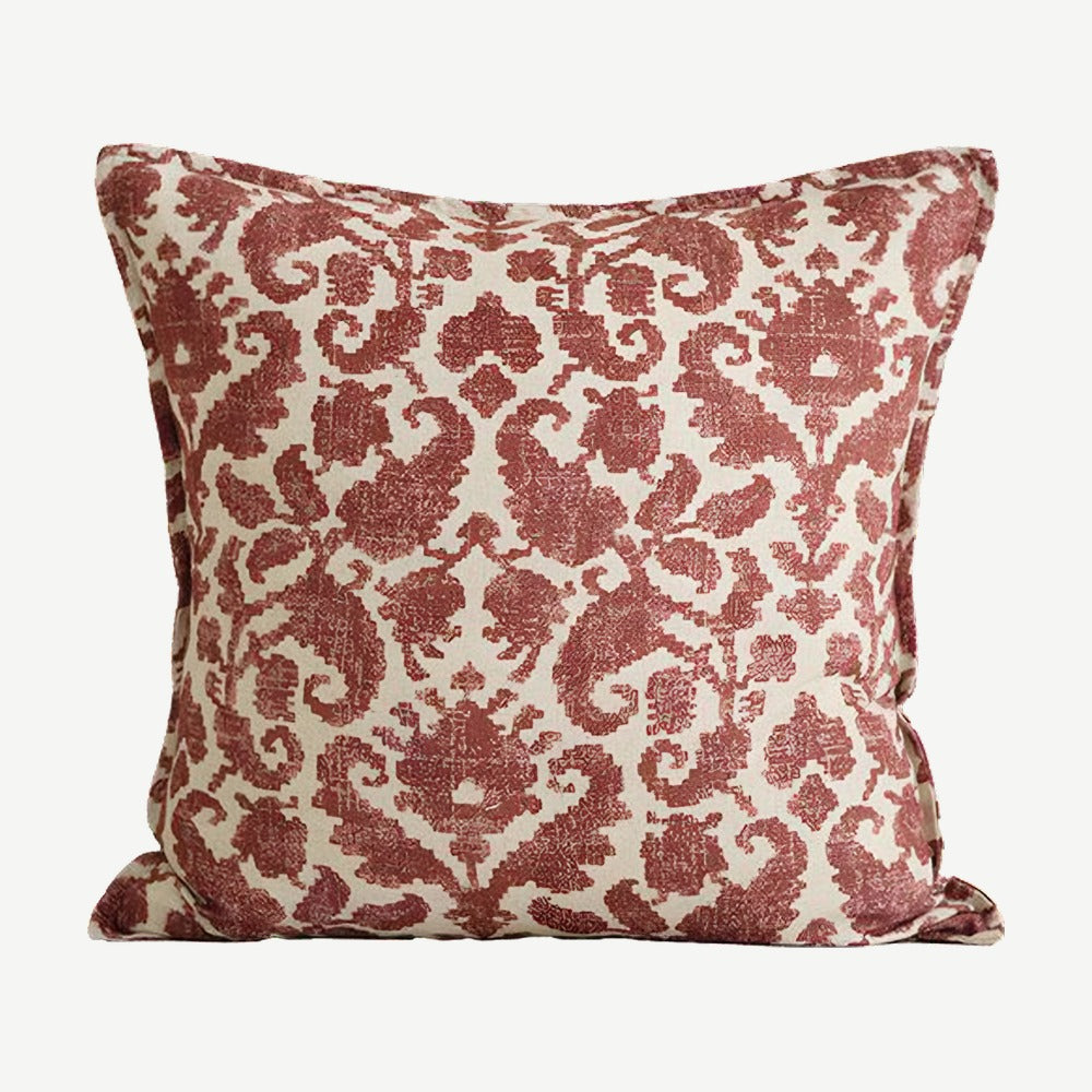 Red Damask Embroidery Cushion Covers