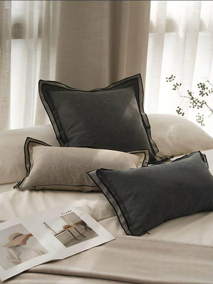 Stone Border Jacquard Lumbar Cushion Covers, styled at home