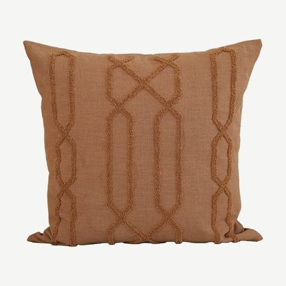 Terracotta Trellis Embroidery Ramie Cotton Cushion Covers
