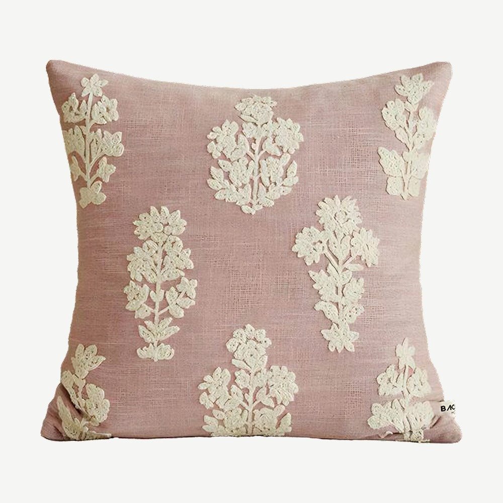 Rose Pink embroidery cushion cover, 50 x 50 cm