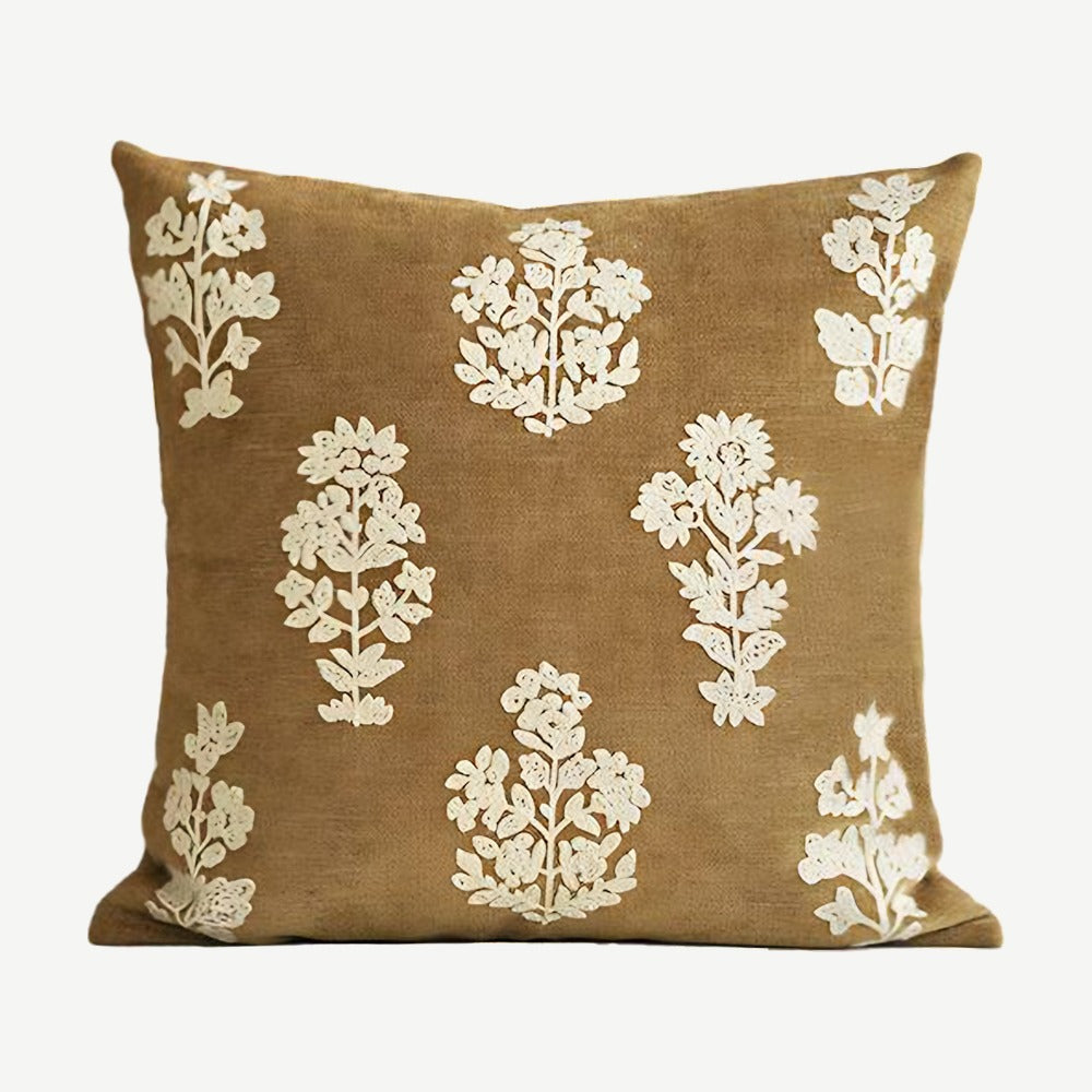 Mustard Floral Embroidery Cushion Covers
