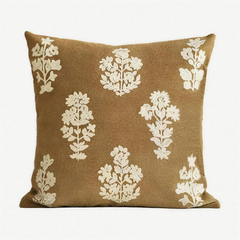 Mustard Floral Embroidery Cushion Covers