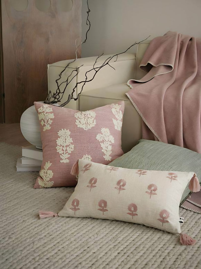 Ivory & Rose embroidery cushion covers, styled at home