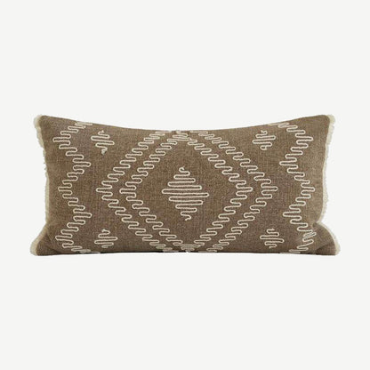 Cocoa cord embroidery cushion cover, 30 x 60 cm
