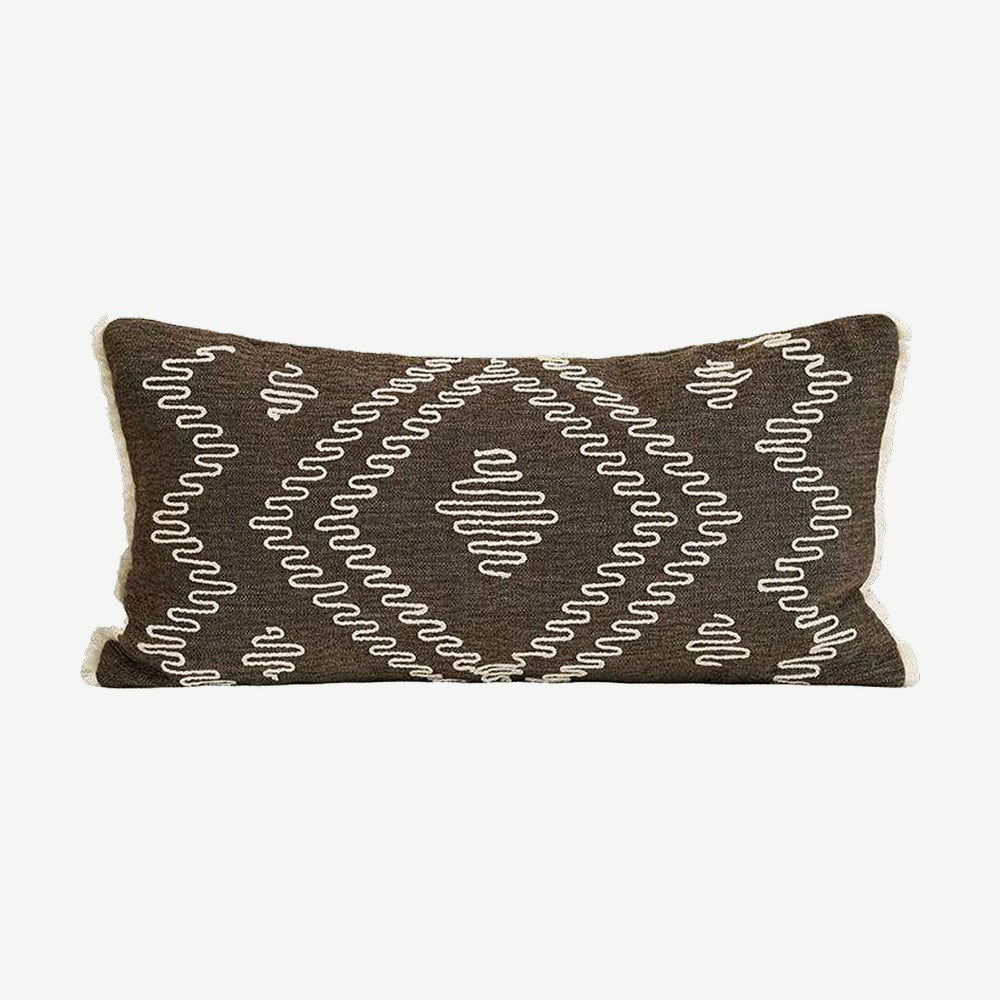Espresso cord embroidery cushion cover, 30 x 60 cm