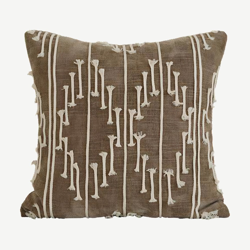 Cocoa cord embroidery cushion cover, 50 x 50 cm