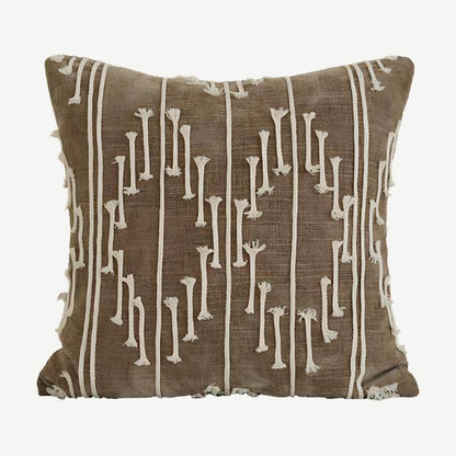 Cocoa cord embroidery cushion cover, 50 x 50 cm