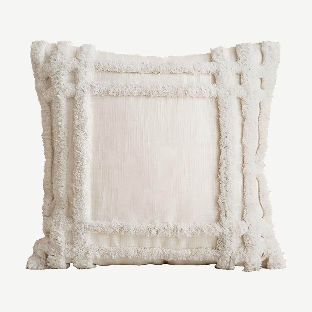 Ivory Framed Jacquard Cotton Cushion Covers