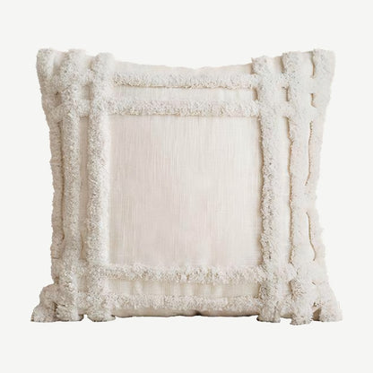 Ivory Framed Jacquard Cotton Cushion Covers
