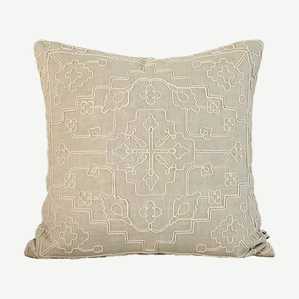 Oat cord embroidery cushion cover, 50 x 50 cm