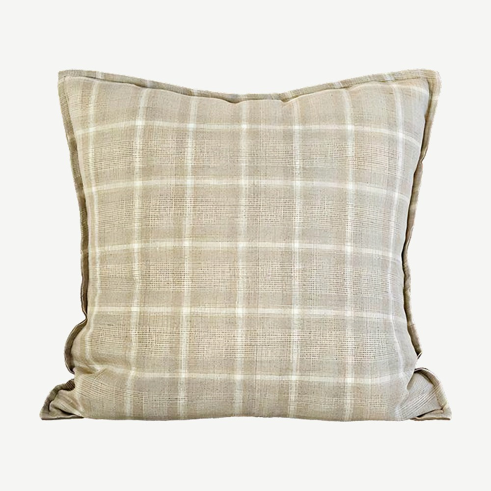 Taupe Check printed cushion cover, 50 x 50 cm