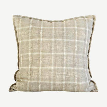 Taupe Check printed cushion cover, 50 x 50 cm