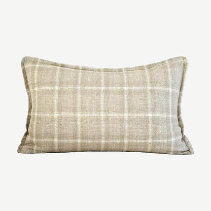 Taupe Check printed cushion cover, 30 x 50 cm