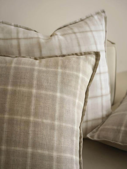 Ivory Check printed cushion covers, styled at home