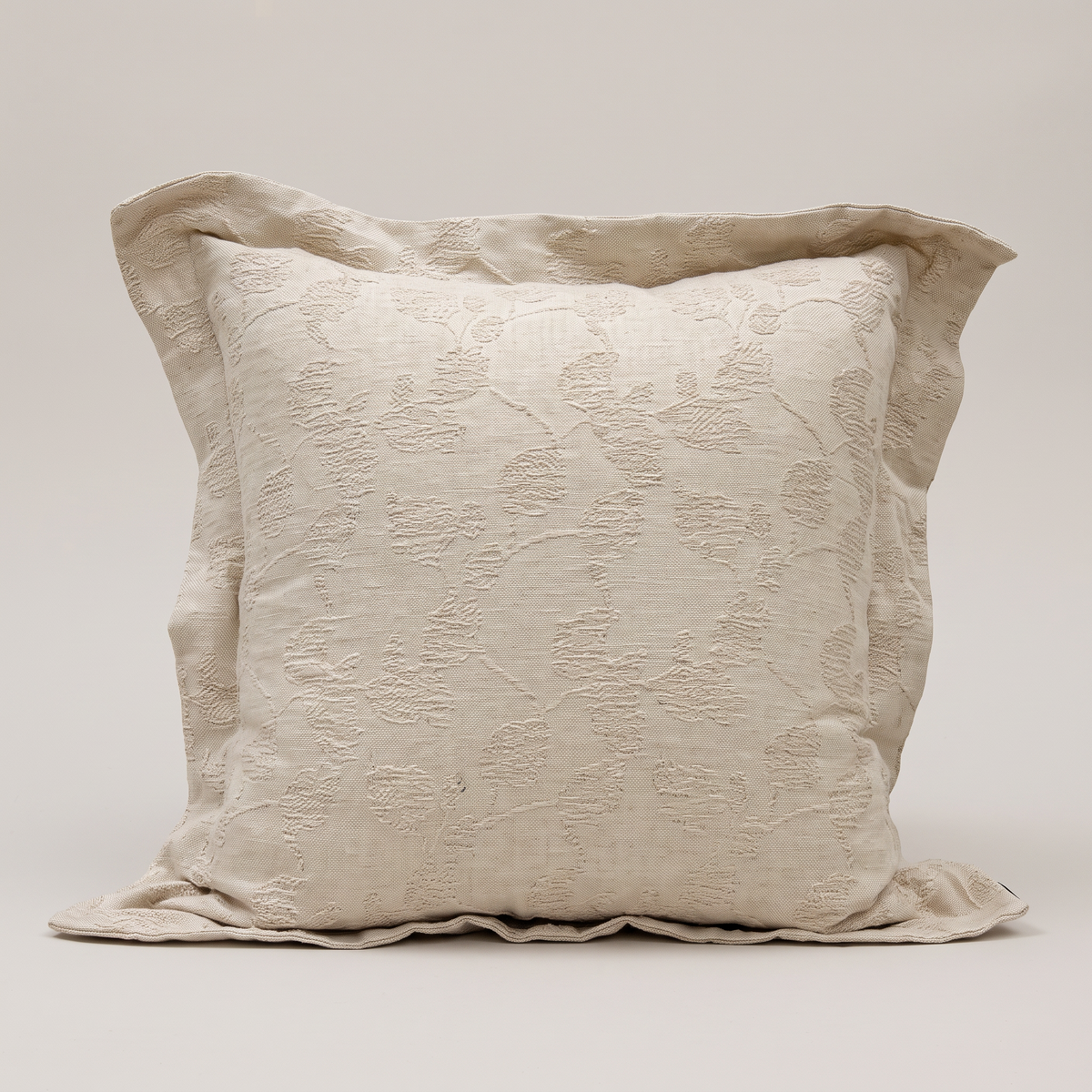 Cream vine flanged jacquard cushion cover, single cushion