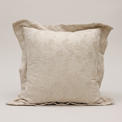 Cream vine flanged jacquard cushion cover, single cushion