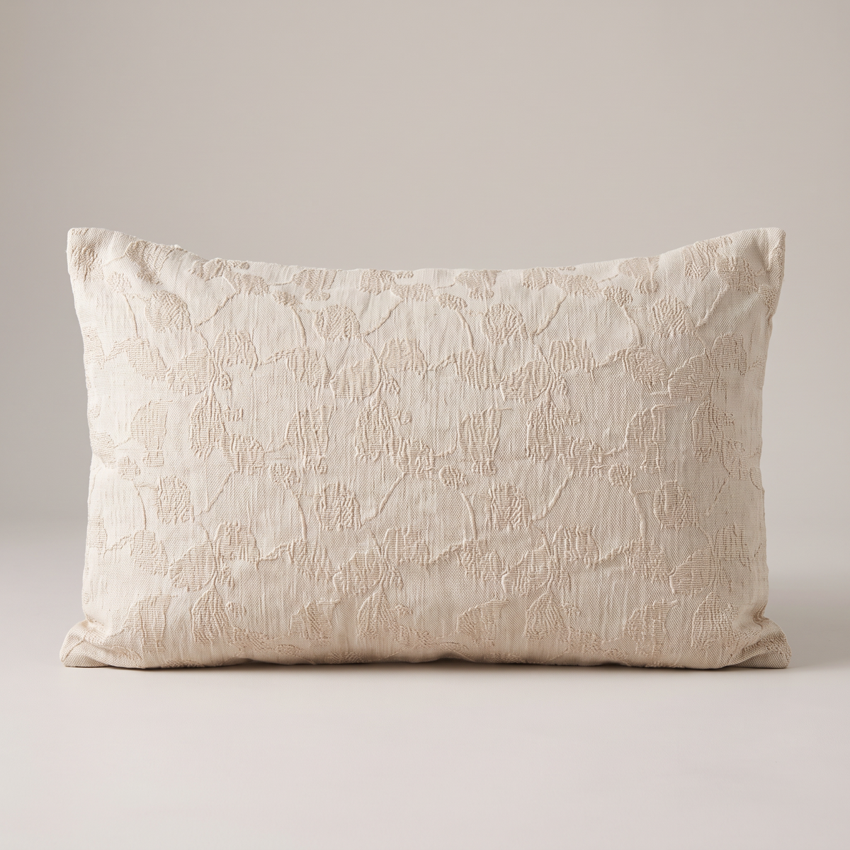 Cream vine jacquard oblong cushion cover, single cushion