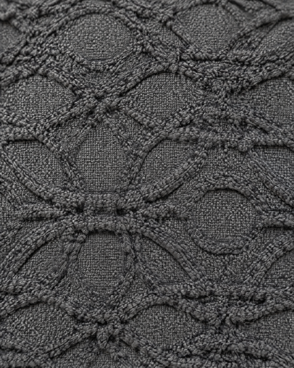 Close-up of charcoal lattice jacquard texture