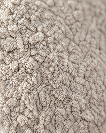 Close-up of beige curly teddy fleece