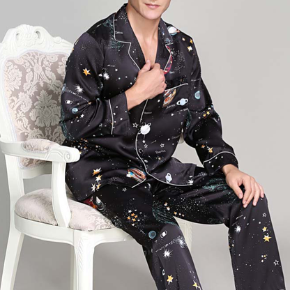 19 momme Dark Matter Long Pyjama Set — Men's