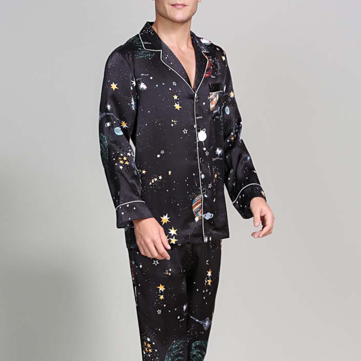 19 momme Dark Matter Long Pyjama Set — Men's